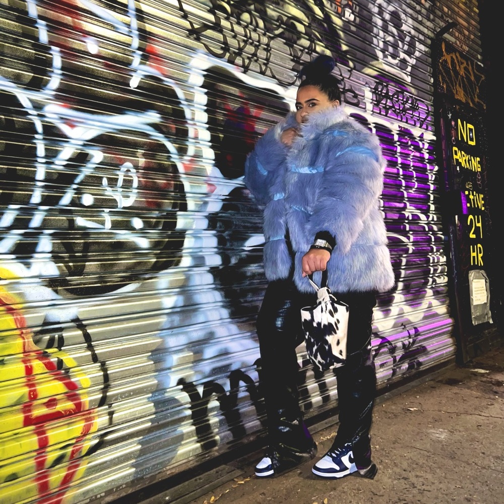 Faux Fur Jacket - Light Blue